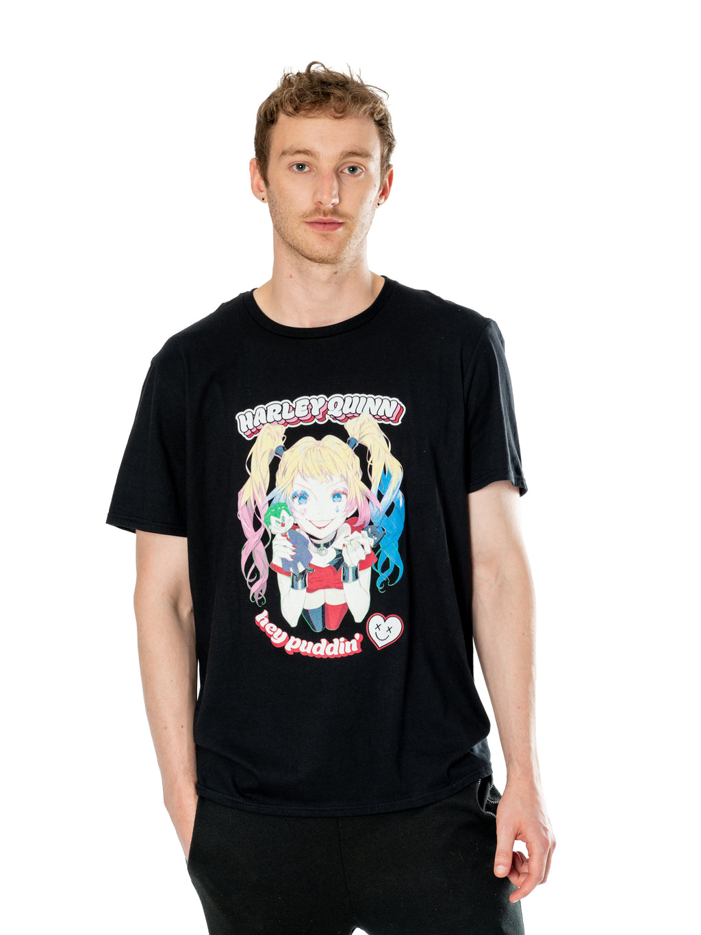 Harley Quinn Black Adult Anime Puddin' T-Shirt 2