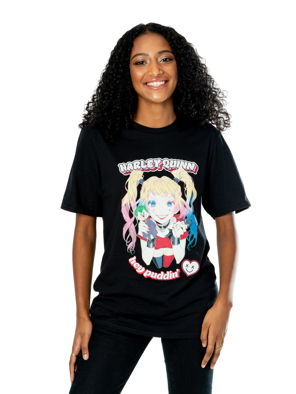 Harley Quinn Black Adult Anime Puddin' T-Shirt 3