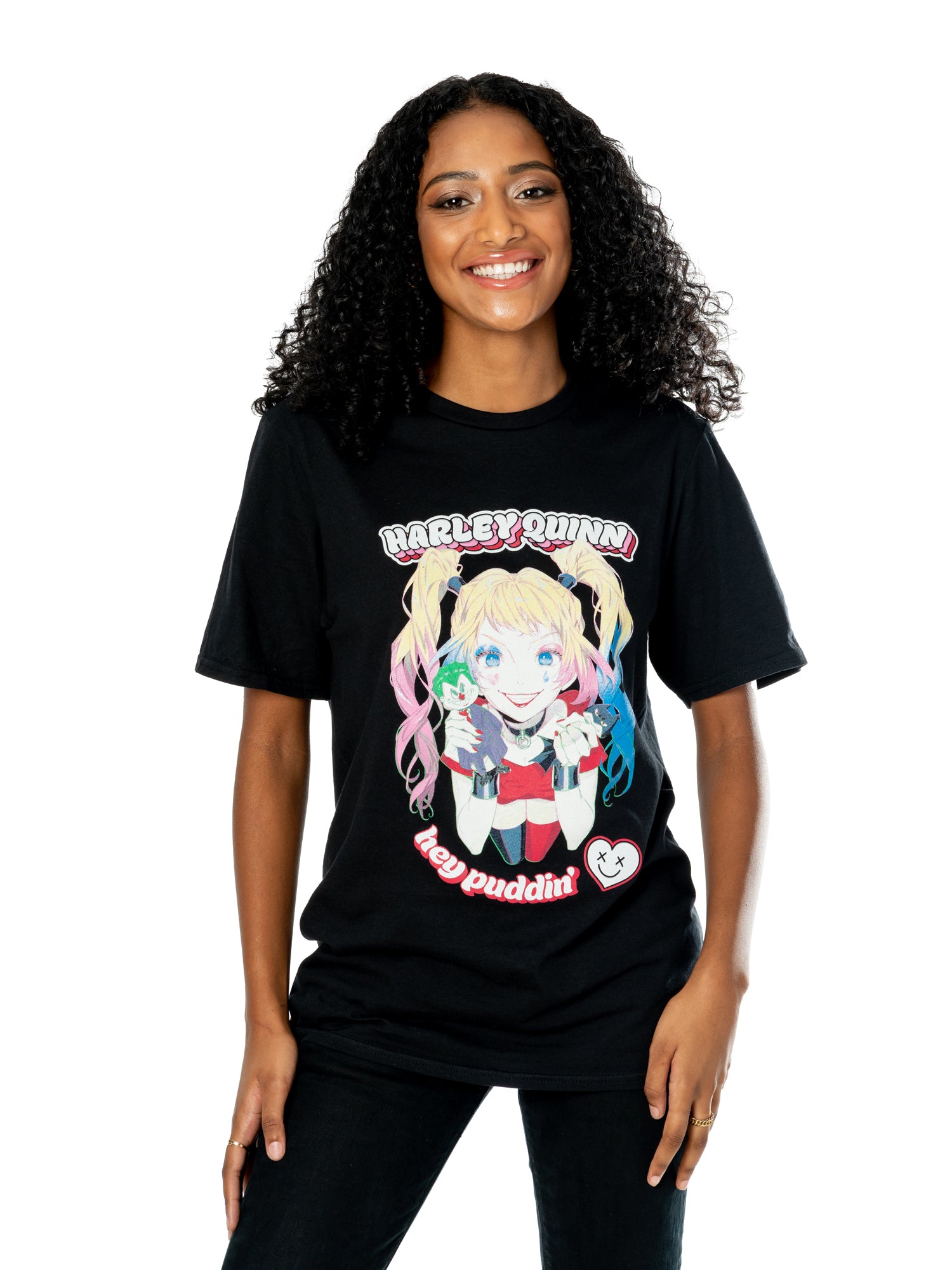 Harley Quinn Black Adult Anime Puddin' T-Shirt 3