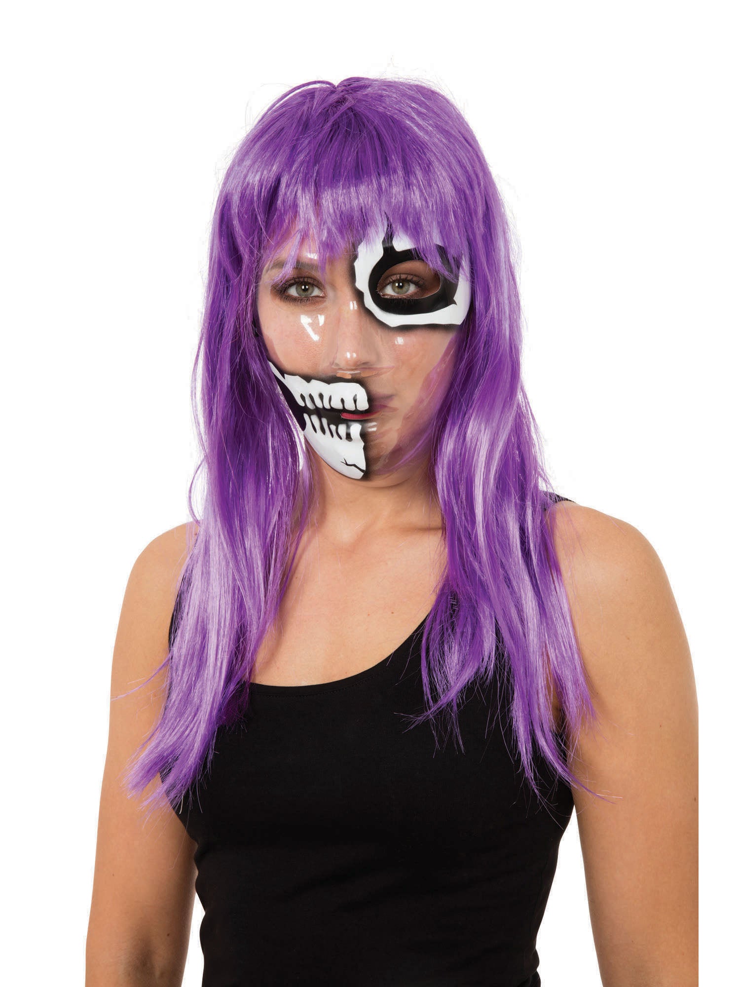 Transparent Skeleton Half Face Print Mask 1