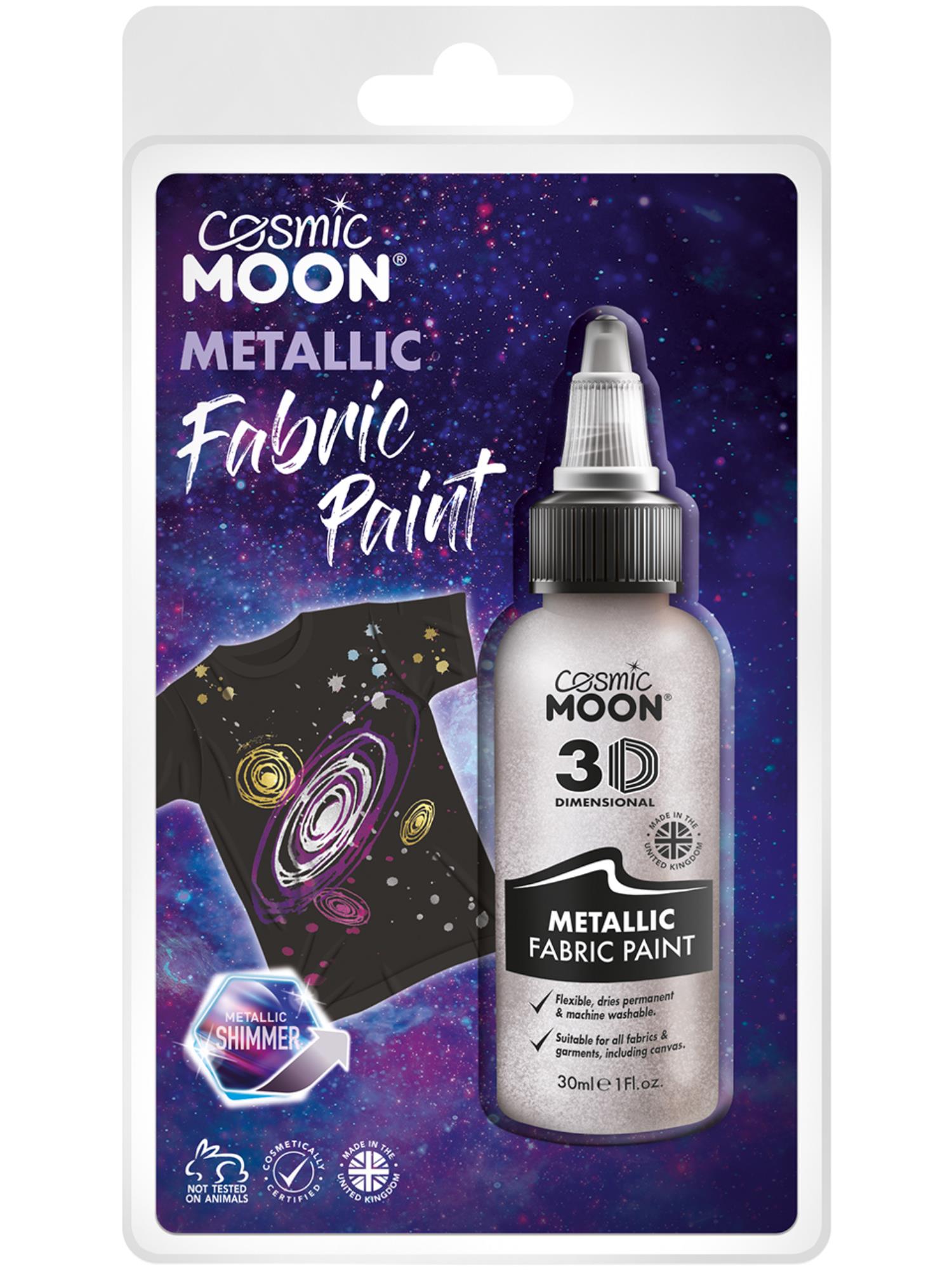Cosmic Moon Metallic Fabric Paint, Silver 1