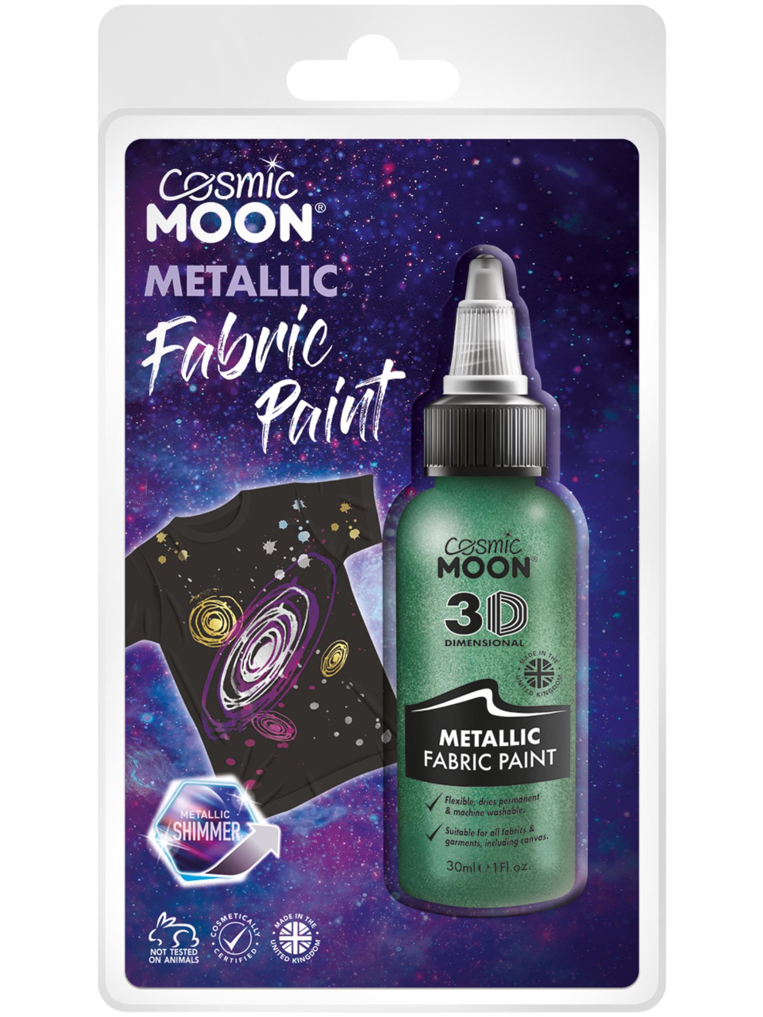 Cosmic Moon Metallic Fabric Paint, Green 1