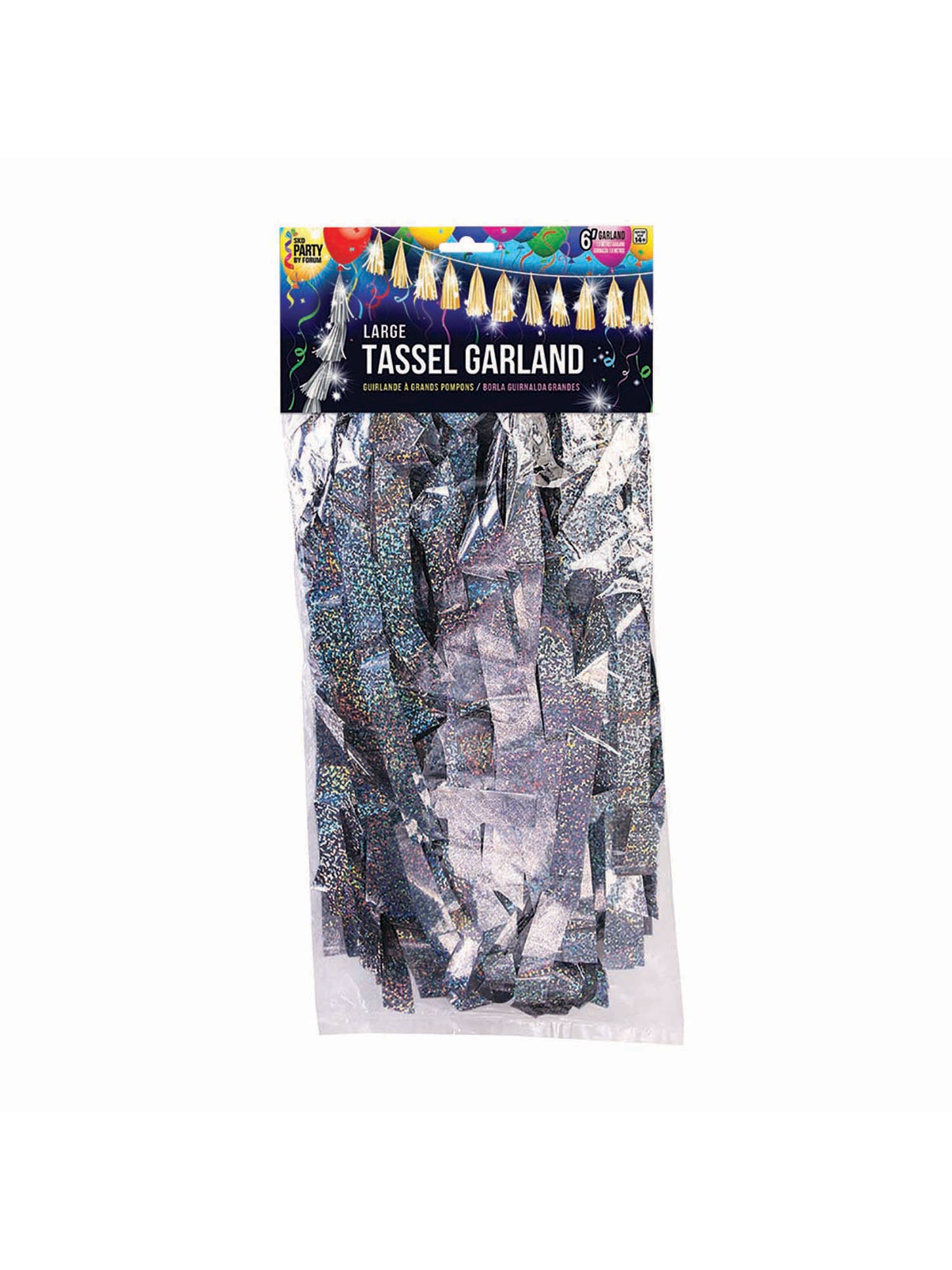 Balloon Tassels Lge Slvr Holographic 1