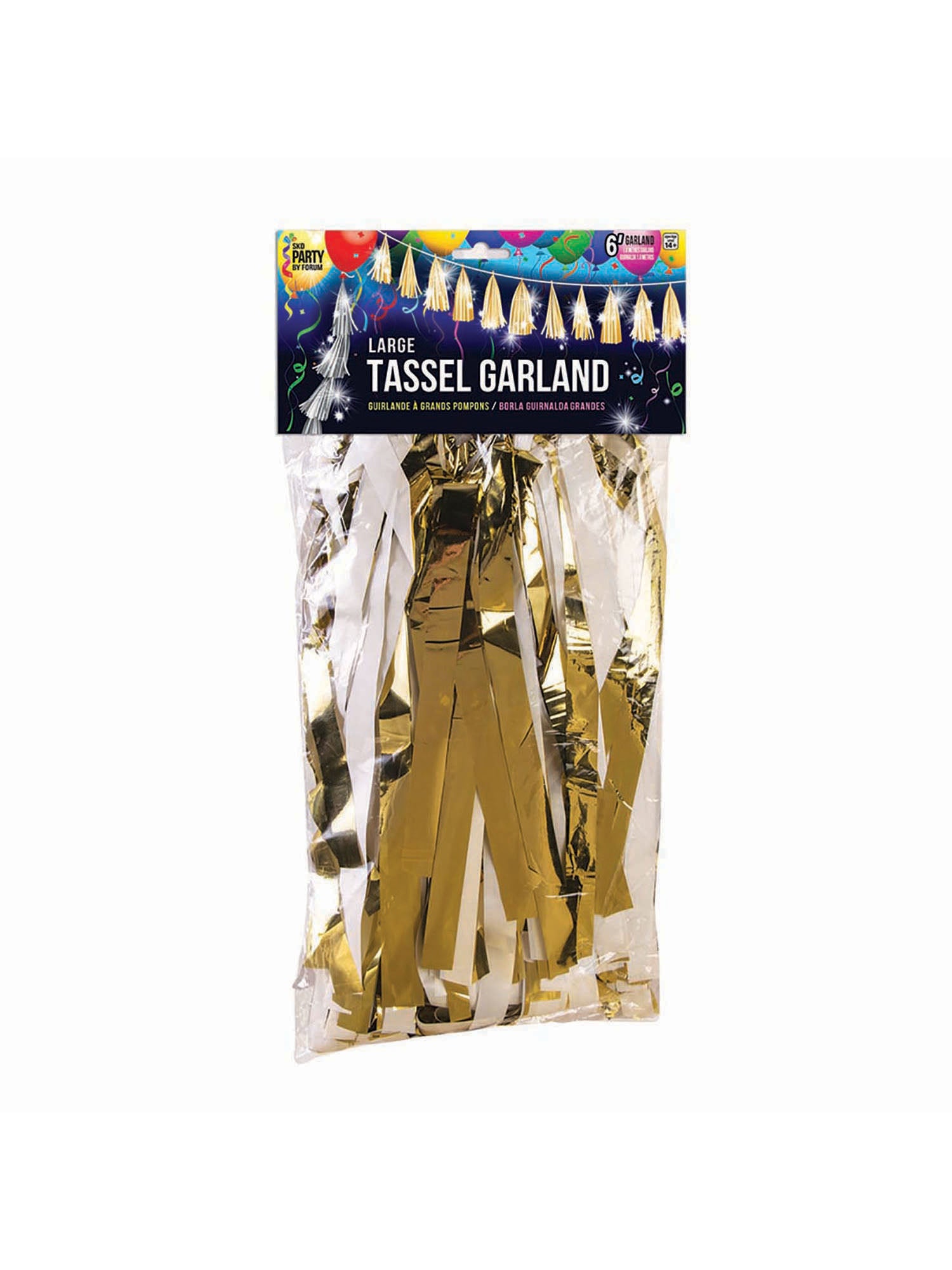 Balloon Tassels Lge Gold & White Met 1