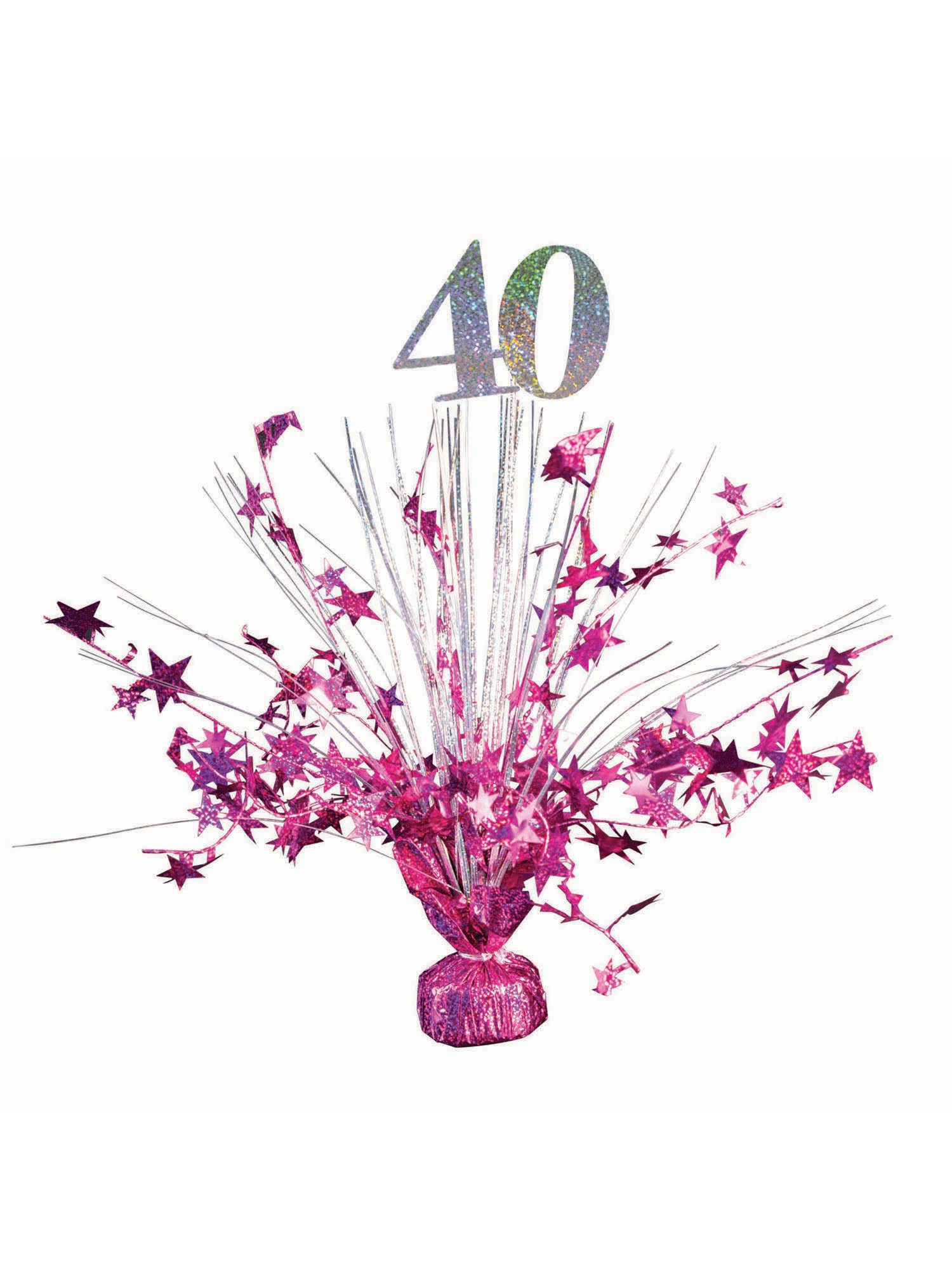 Balloon Wght 40 Ht Pnk/Slv Holograph 1