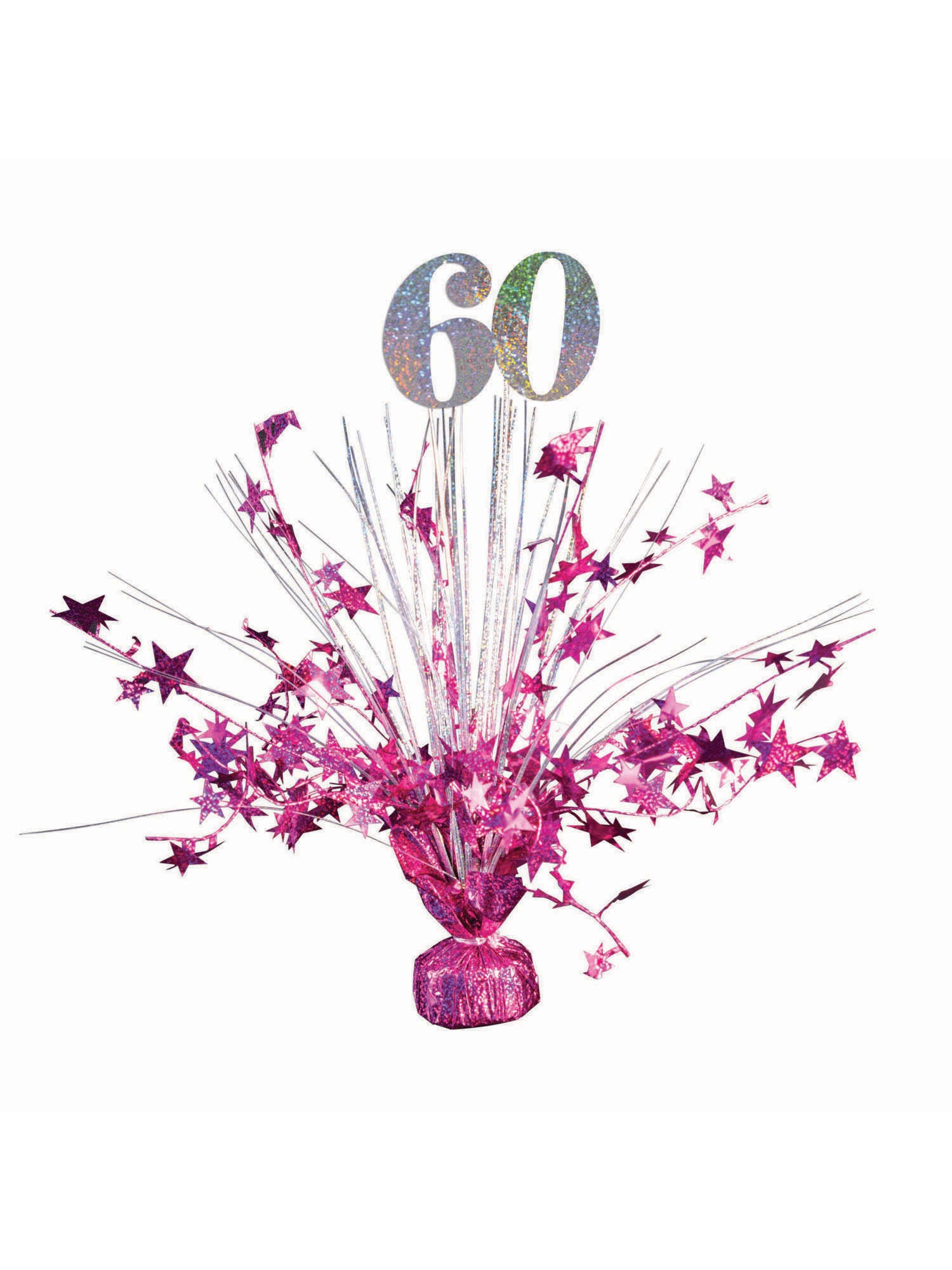 Balloon Wght 60 Ht Pnk/Slv Holograph 1
