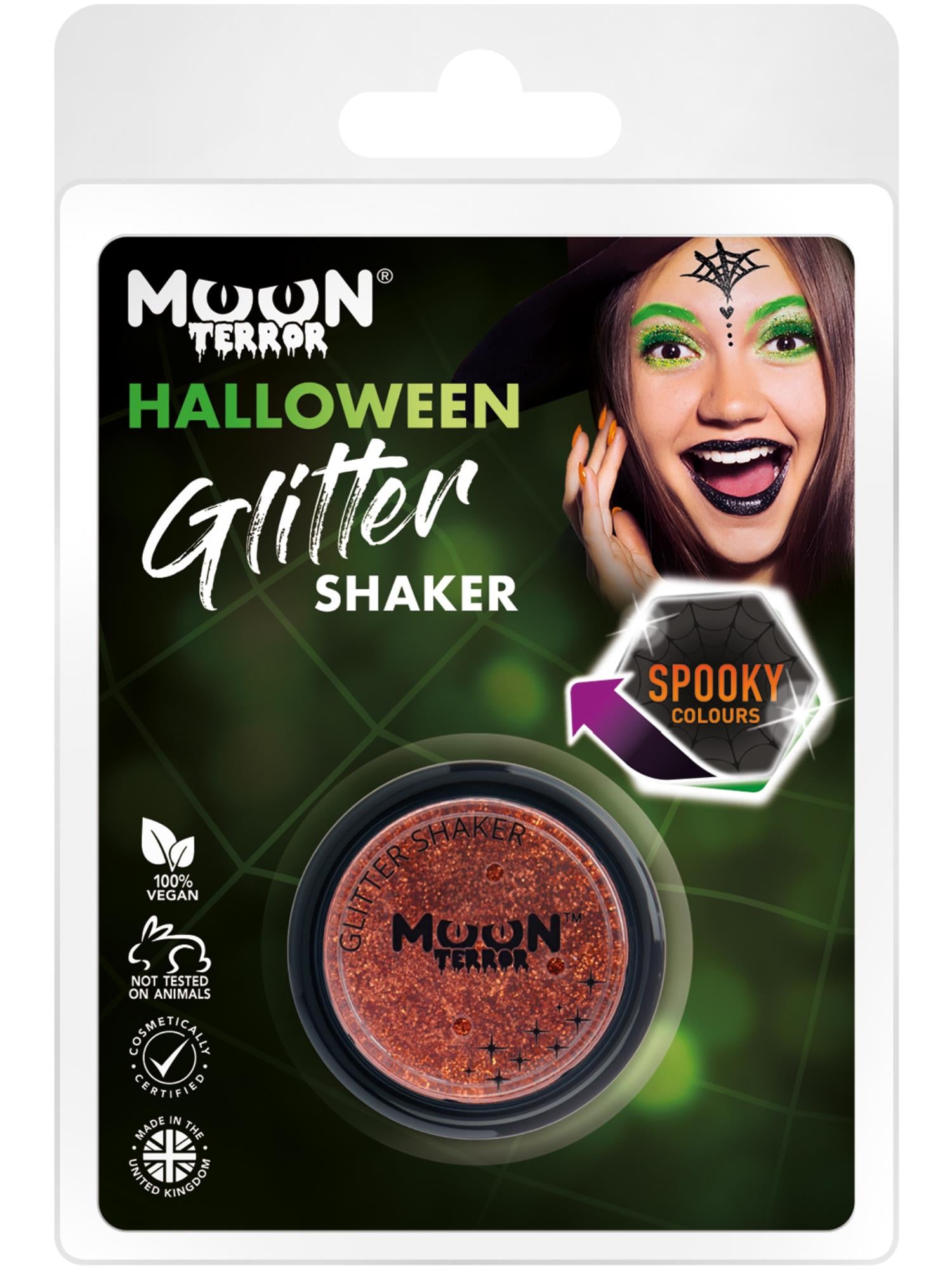 Moon Terror Halloween Glitter Shakers, Orange 1