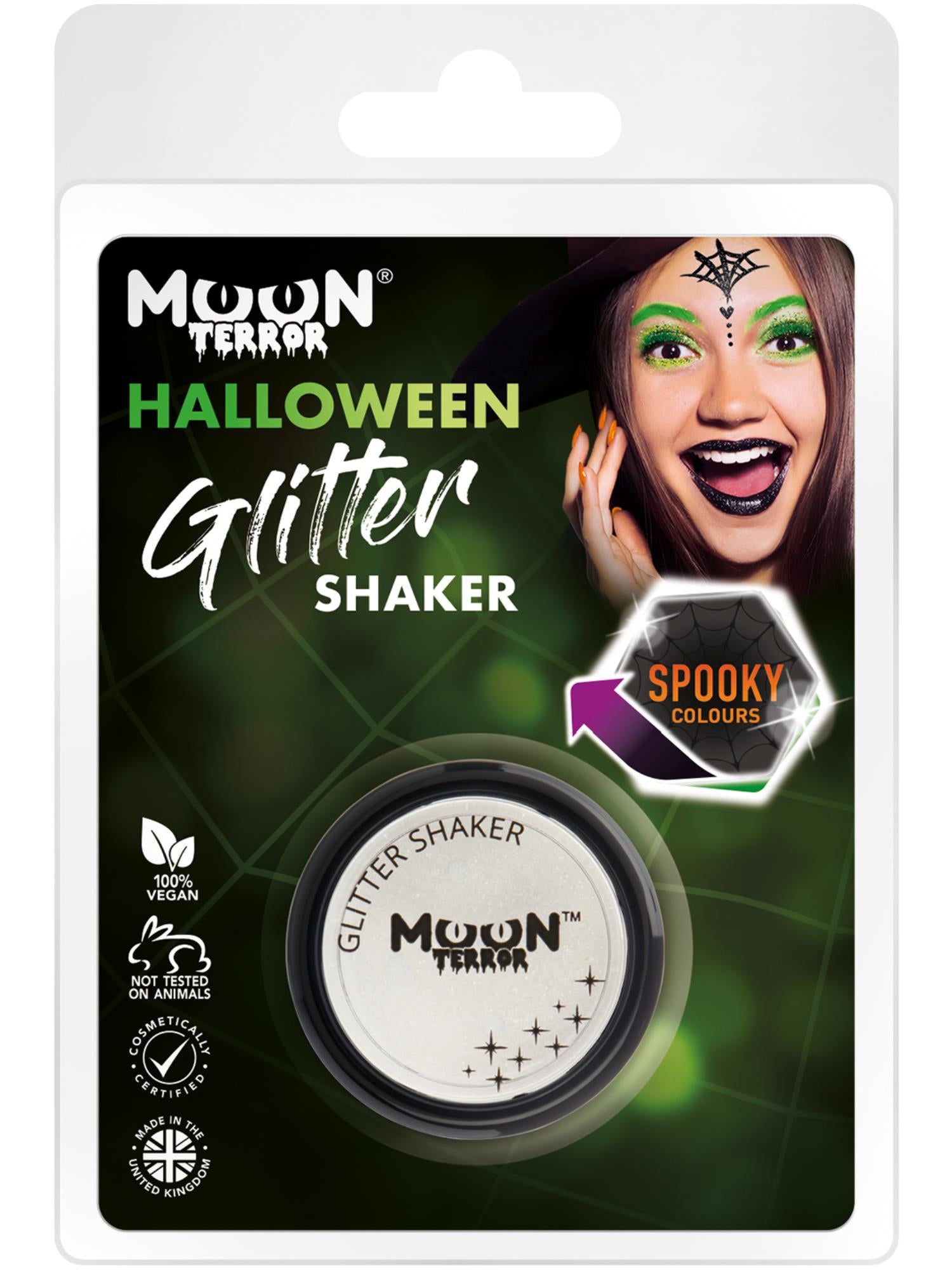 Moon Terror Halloween Glitter Shakers, White 1