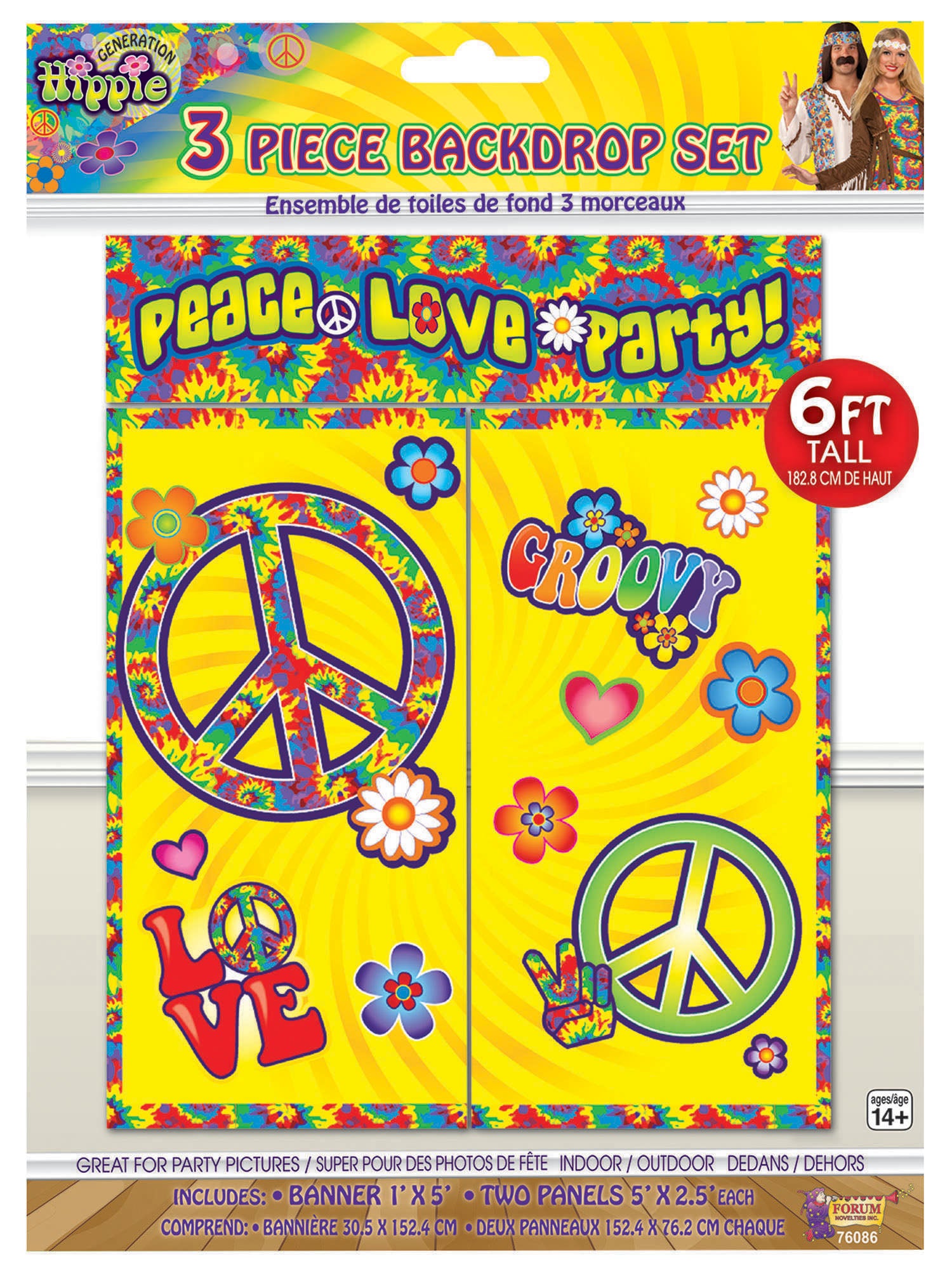 Hippie Decor-Backdrop Set/3pc/6' Tall 1