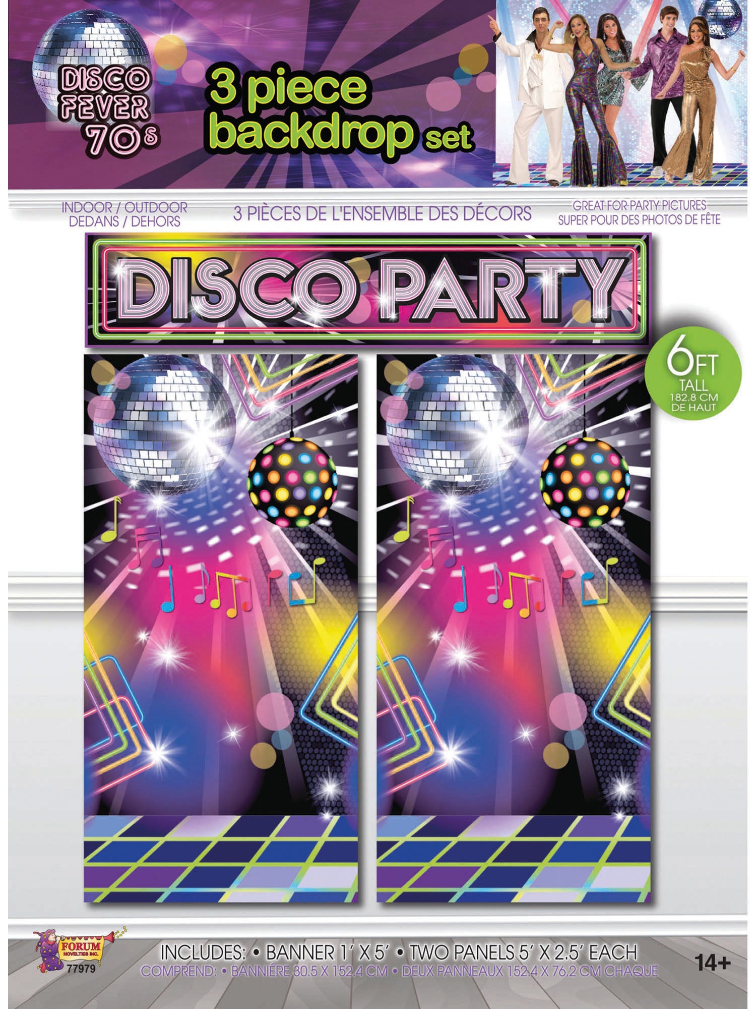 Disco Wall Decor Backdrop 6Ft/3Pc 1
