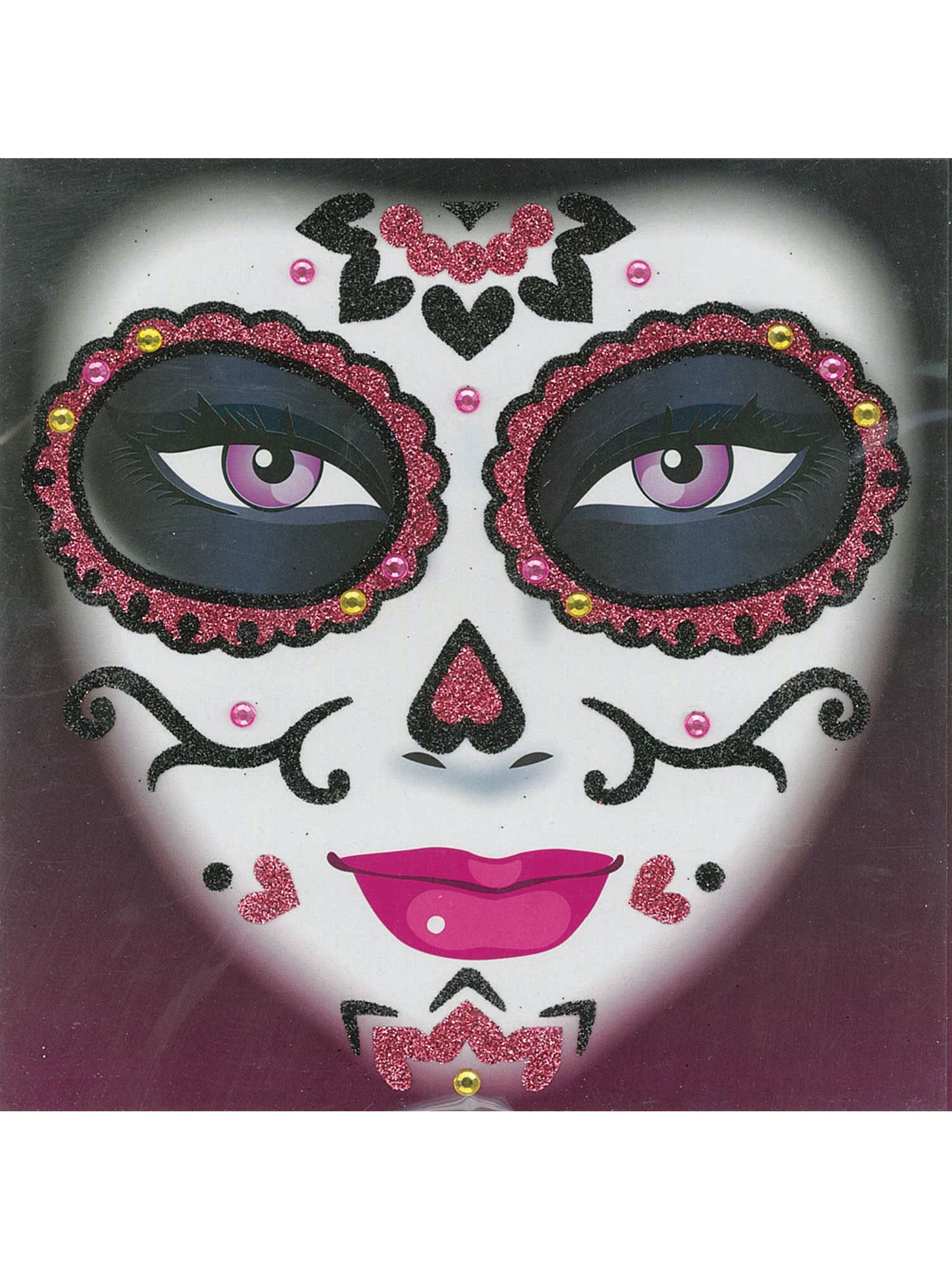 Day Of The Dead Glitter Tattoo Pink 1