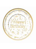 Gold Happy Birthday Plate Plastic (10 pack) 26cm 1