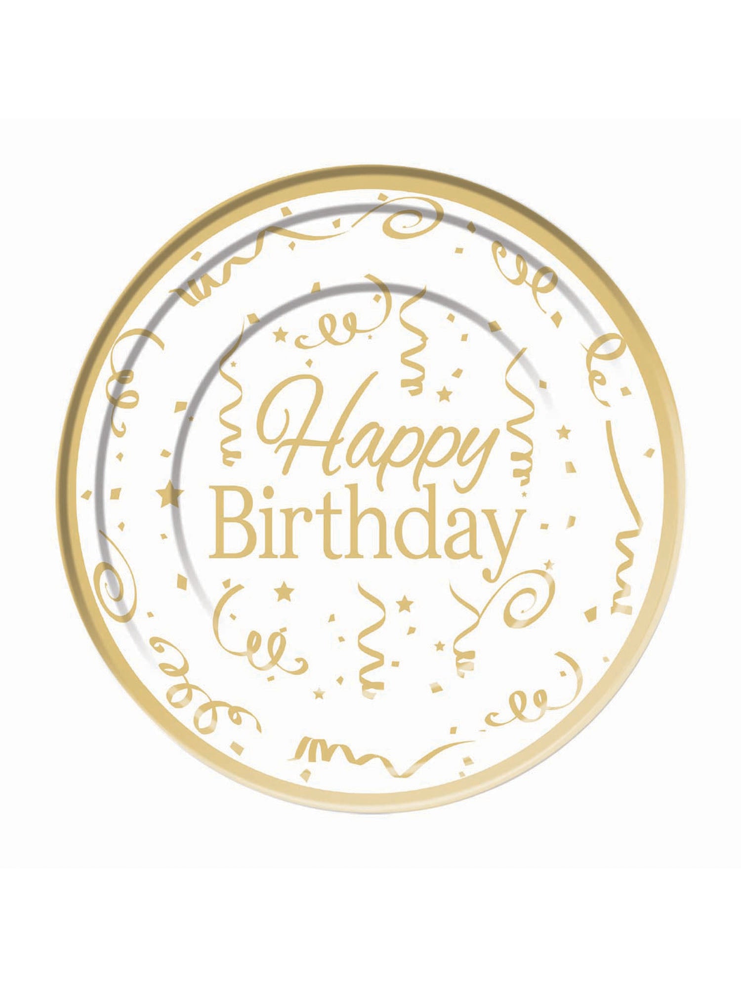 Gold Happy Birthday Plate Plastic (10 pack) 26cm 1