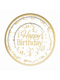 Gold Happy Birthday Plate Plastic (10pack) 15cm 1