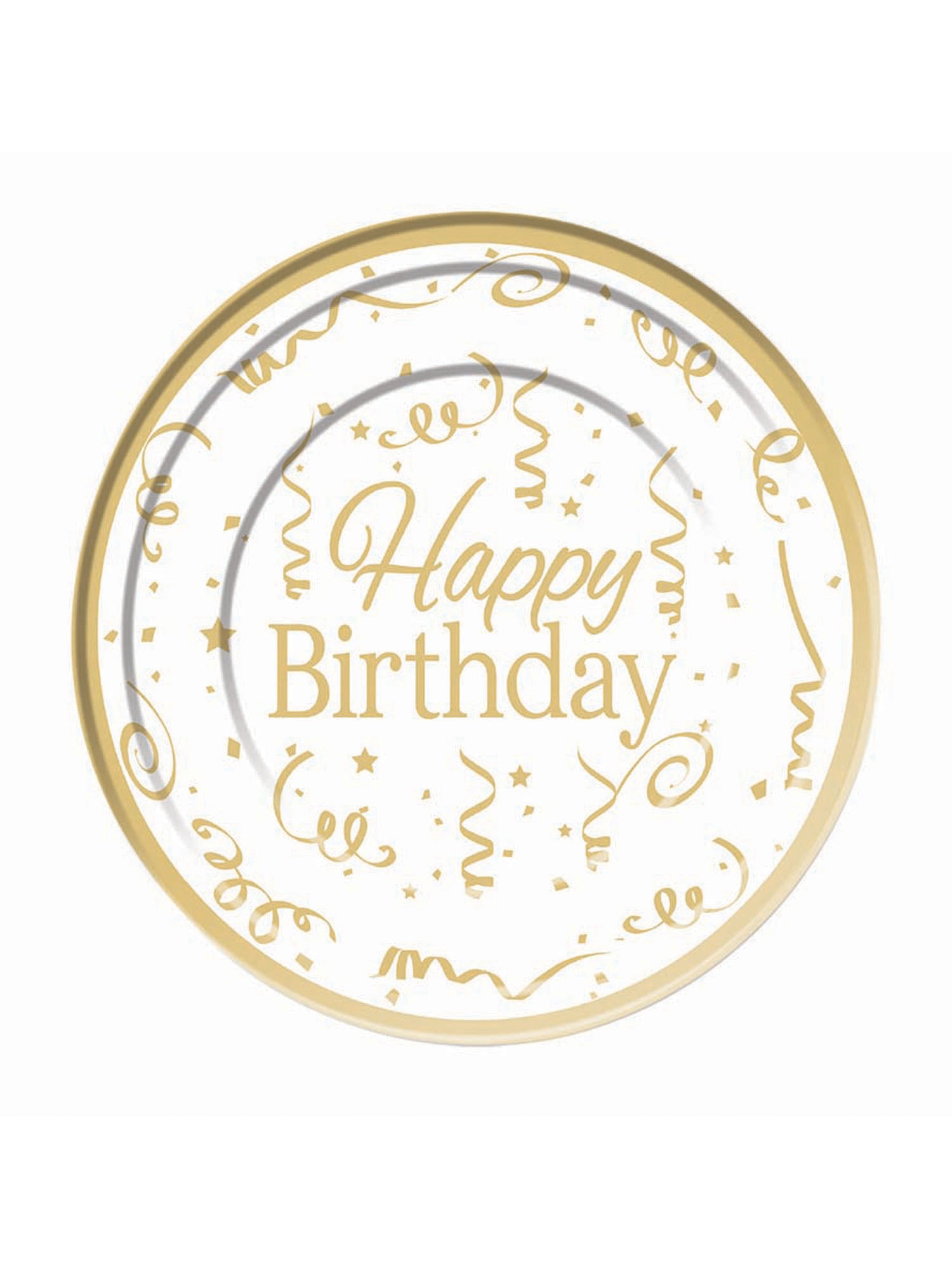 Gold Happy Birthday Plate Plastic (10pack) 15cm 1