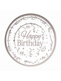 Silver Happy Birthday Plates Plastic (10 pack) 26cm 1