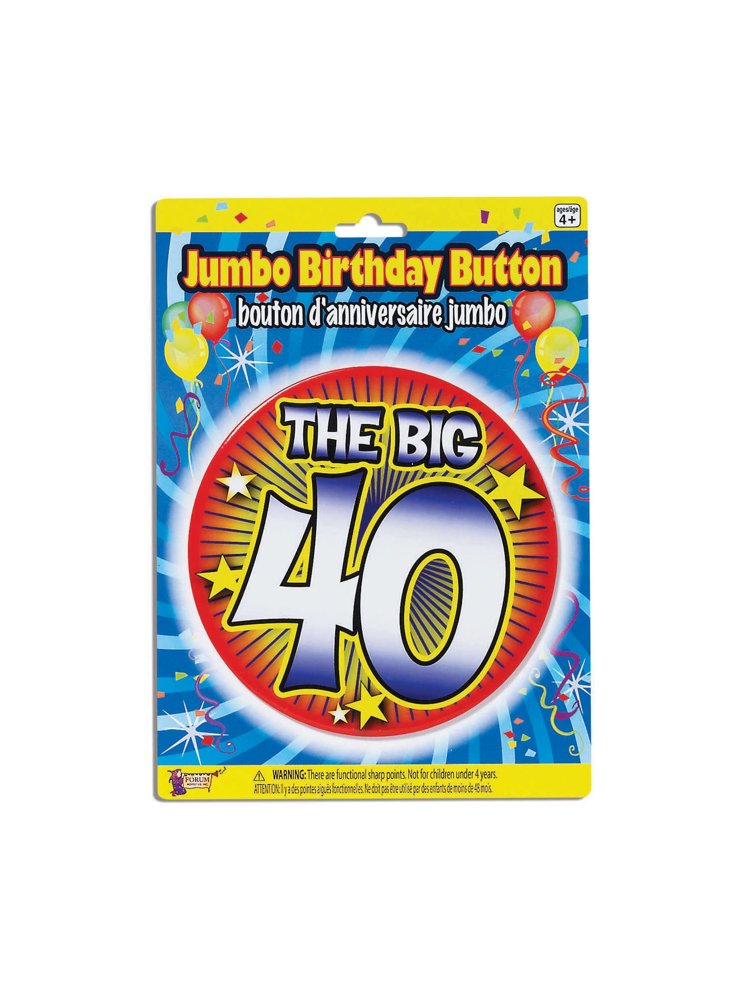 40th Birthday Jumbo Button Pin 1