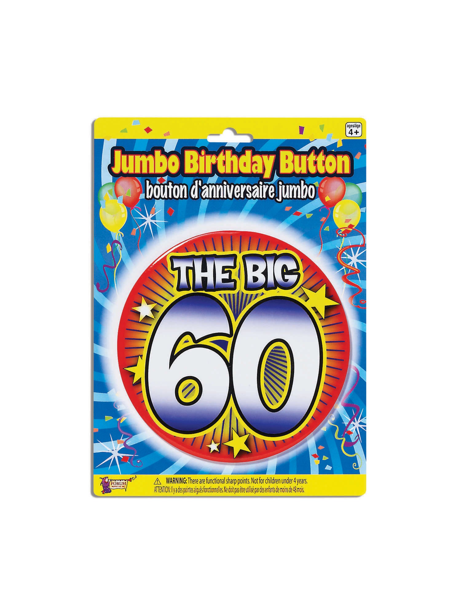 60th Birthday Jumbo Button Pin 1