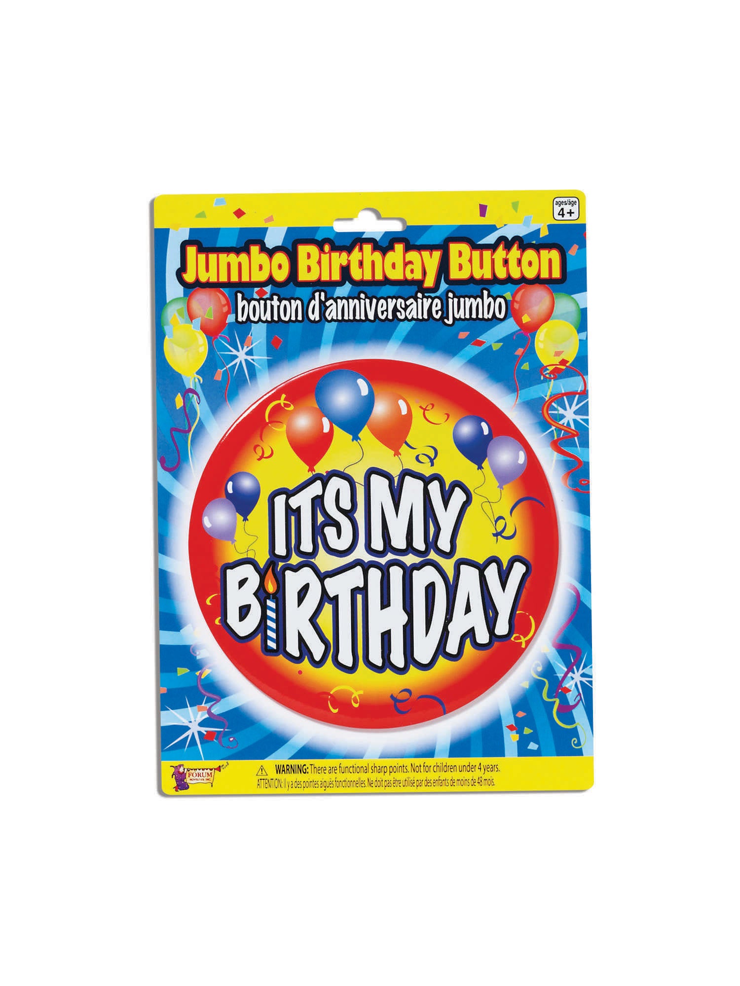 Birthday Jumbo Button Pin My Bday Red 1